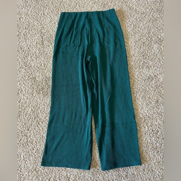 Eileen Fisher Women’s Ribbed Organic Cotton Blend Straight Pant Cropped Teal XXS - Picture 4 of 11